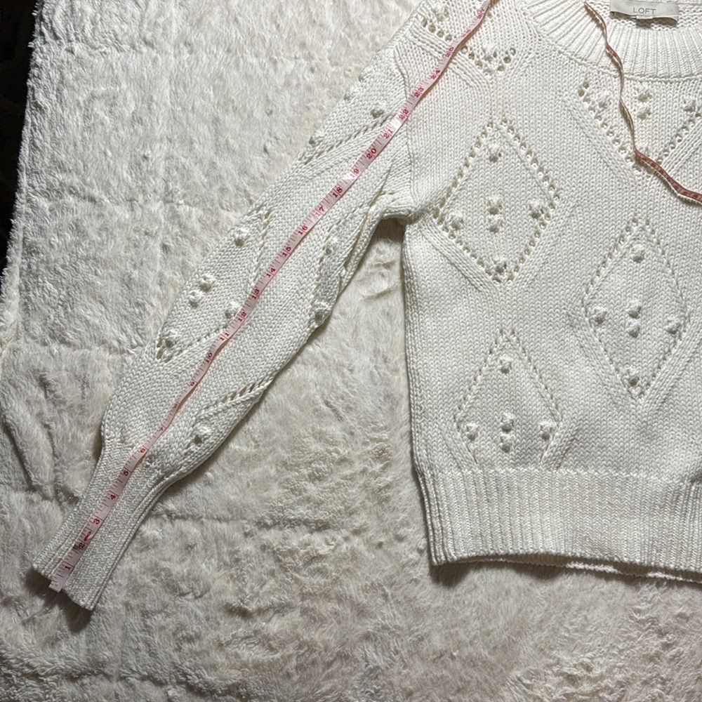 NWOT Size XS LOFT pointelle and bone sweater - Picture 5 of 9